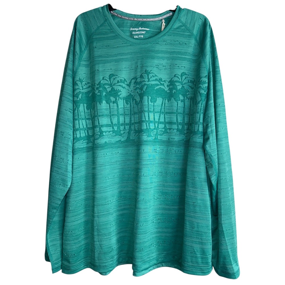 Tommy Bahama Mens 2XL Green Palm Boulevard IslandZone Long‎ Sleeve T-Shirt NWT